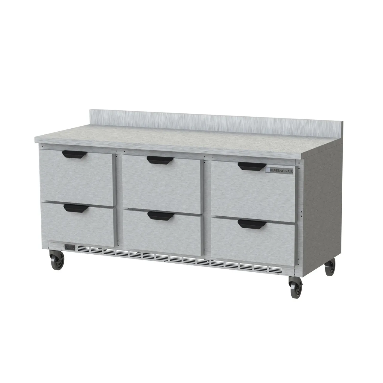 Beverage Air WTRD72AHC-6-FIP 72" 3-Section Worktop Refrigerator w/ 6 Drawers, 17.88 cu. ft.