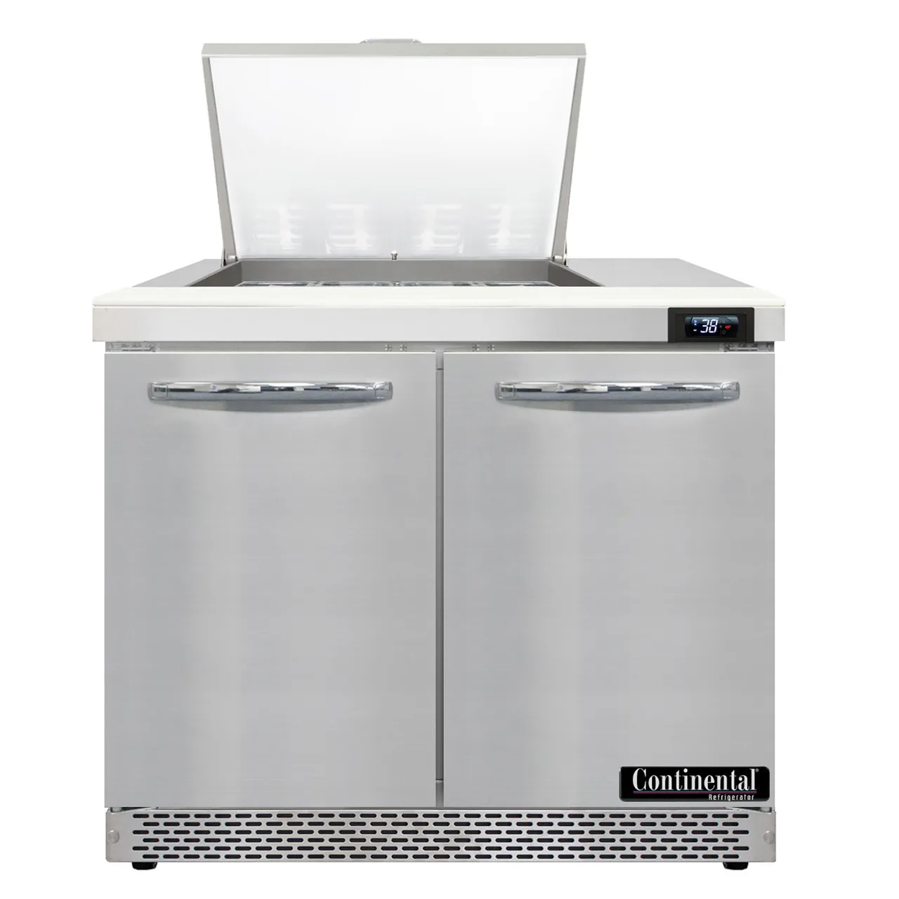 Continental Refrigerator D36N12M-FB 36" Mega Top Sandwich Prep Table w/ 2 Doors, 12 pans