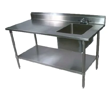 John Boos EPT6R5-3060GSK-R 60" Prep Table Sink Unit, Bowl on Right with Faucet - 16 Gauge
