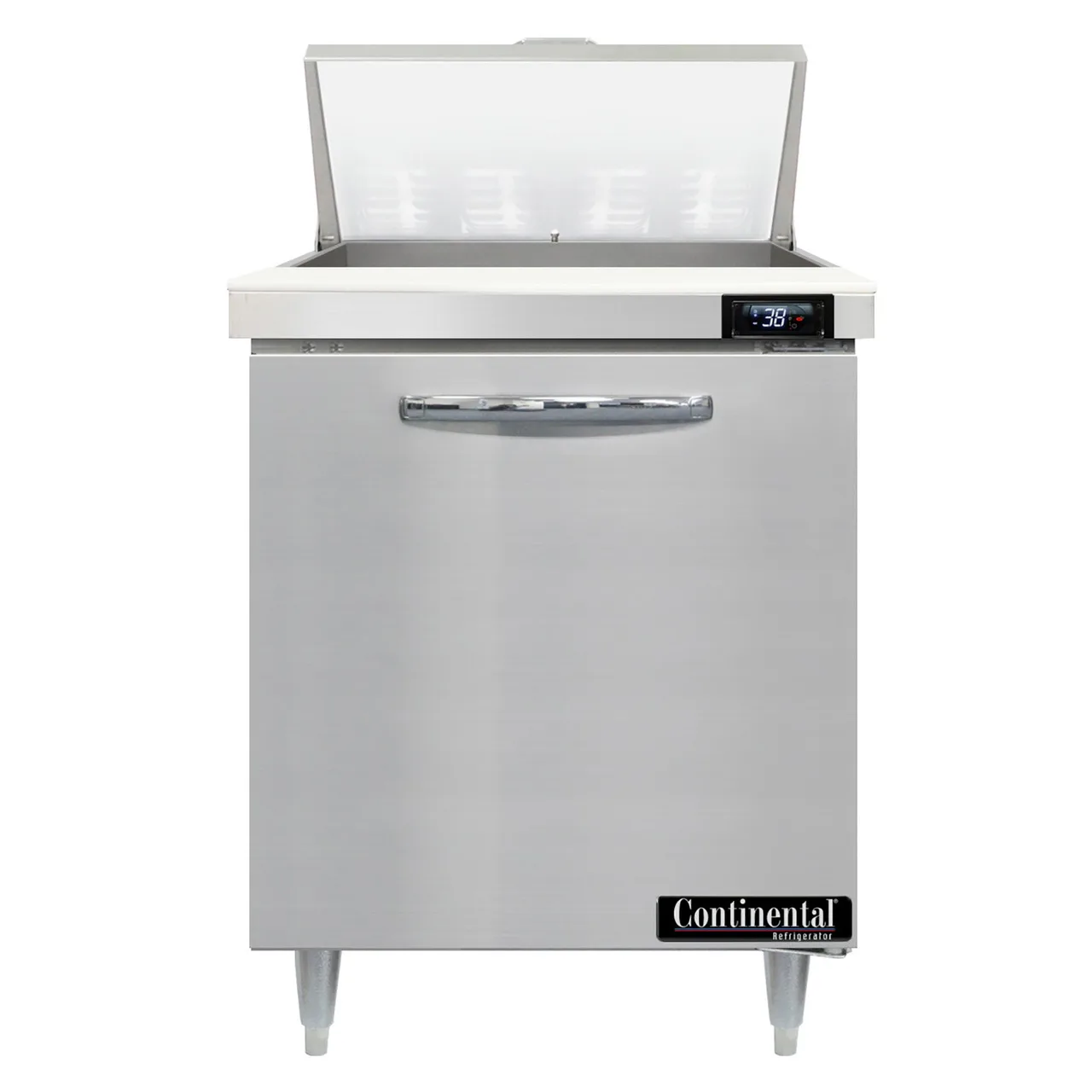 Continental Refrigerator D27N8 27" One Section Sandwich / Salad Prep Table w/ 1 Door, 8 Pans