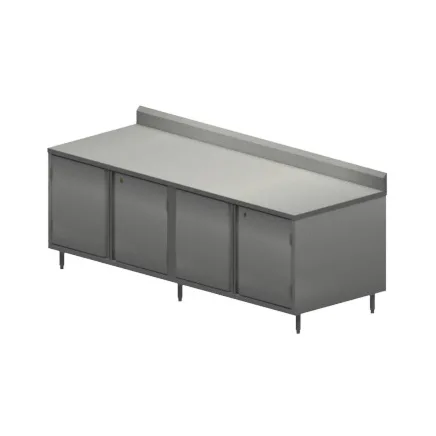 BK Resources CSTR5-3696HL 96" Work Table, Cabinet Base with 4 Hinged Doors & Locks