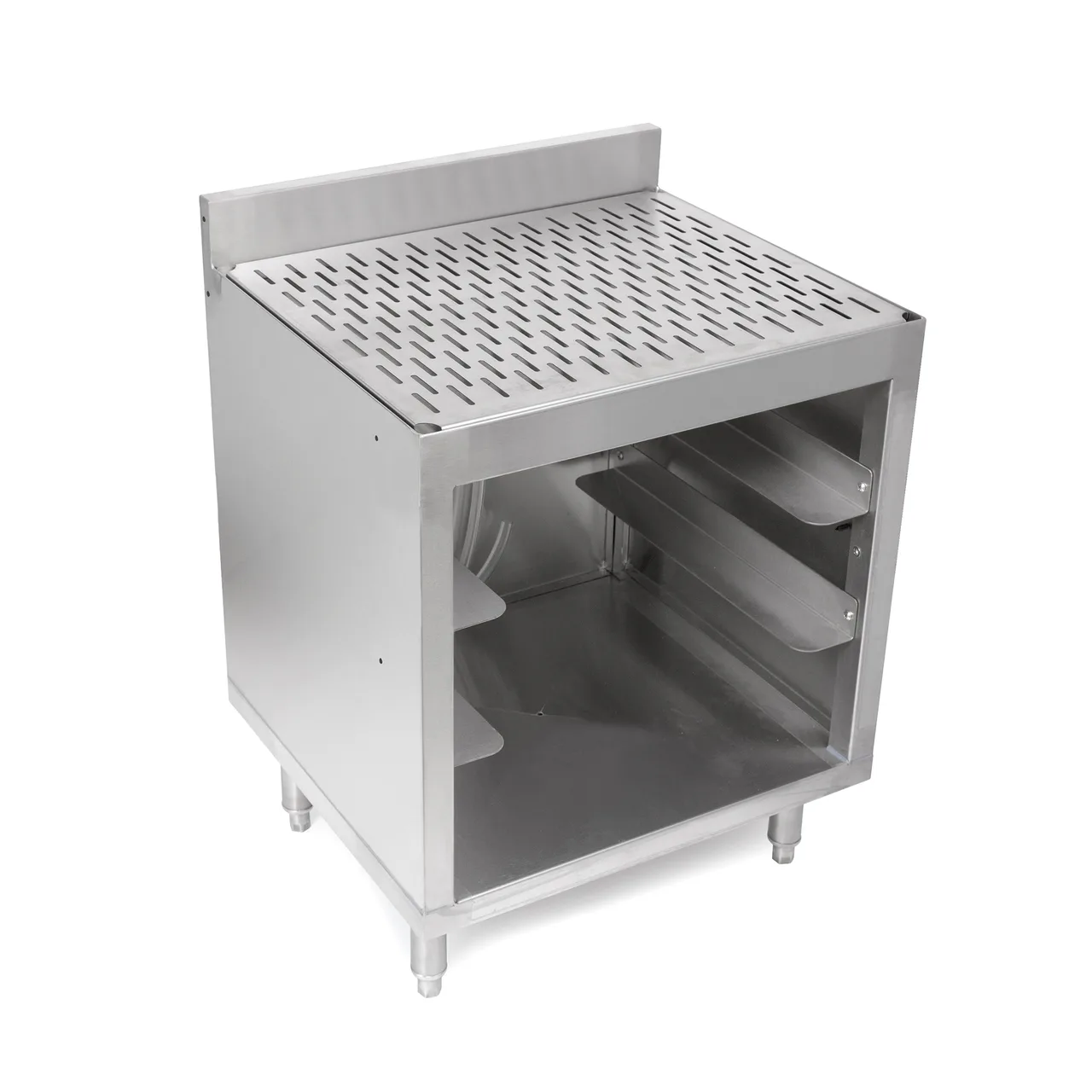 John Boos UBGR-2124-X Underbar Glass Rack Storage Unit w/ Drainboard Top, Open Front Base