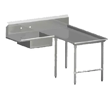 John Boos SDT6-I6048SBK-R Soiled "L" Shaped Dishtable w/ Right Table, Island Design, 10" Backsplash