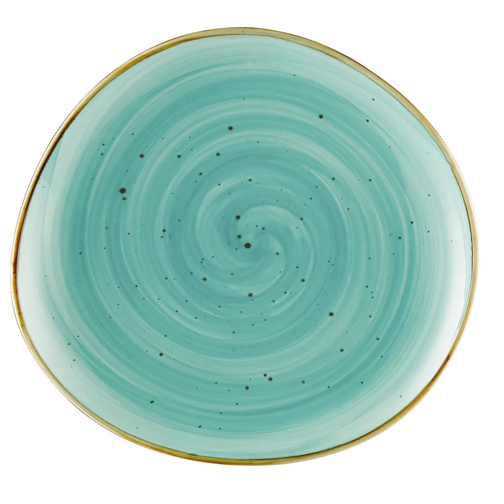 CACChina TUS-16-TQS Tucson Plate, Round 10-3/8" x 9-5/8", Turquoise Glaze, Dishwasher Safe - Dozen