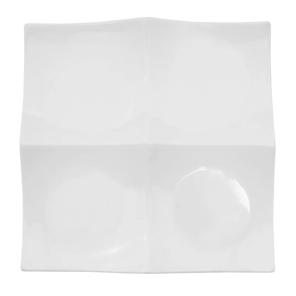 CAC China F-P16 Fortune Divided Plate - 10" x 10" x 1" Square Porcelain White 4-Comp - Dozen