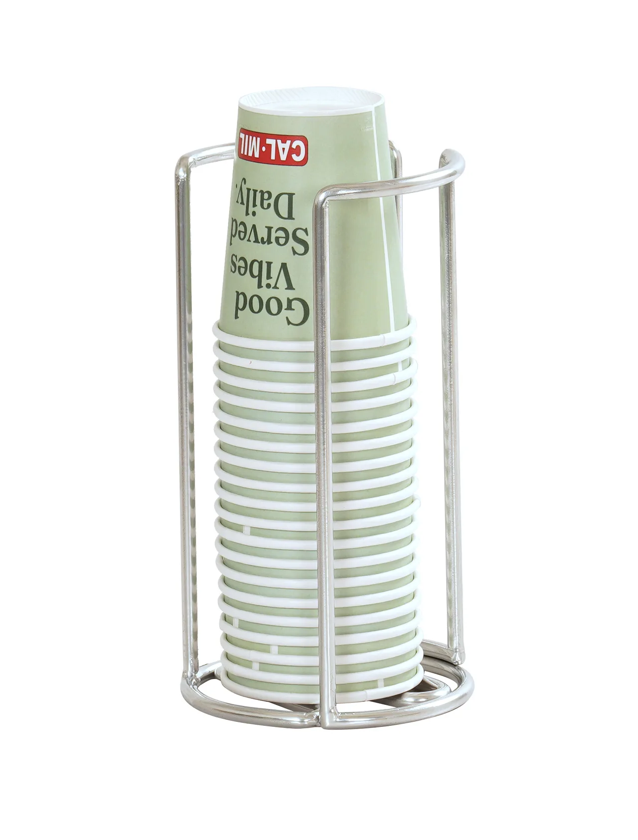 Cal-Mil 23806-49 Countertop Cup & Lid Holder, Chrome-Plated Finish, Compact 4.5"W x 4.5"D x 8.5"H