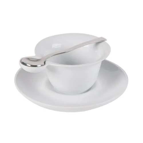 CAC China PTC-5-S Cup & Saucer Set, 7" Cup 5-1/4" x 4-1/8", 6-1/4" Saucer, Spoon, Porcelain - Set