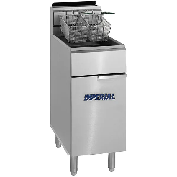 Imperial IFS-40-D Full Pot Floor Model Gas Fryer w/ 45-lb Capacity, 2 Twin Baskets, Millivolt Control
