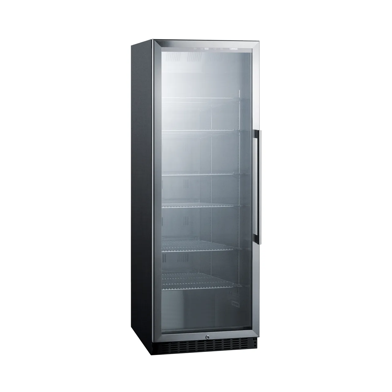 Summit SCR1401LH 24"Beverage Center w/ Left Hinged Glass Door, Black Exterior, 12.6 cu.ft