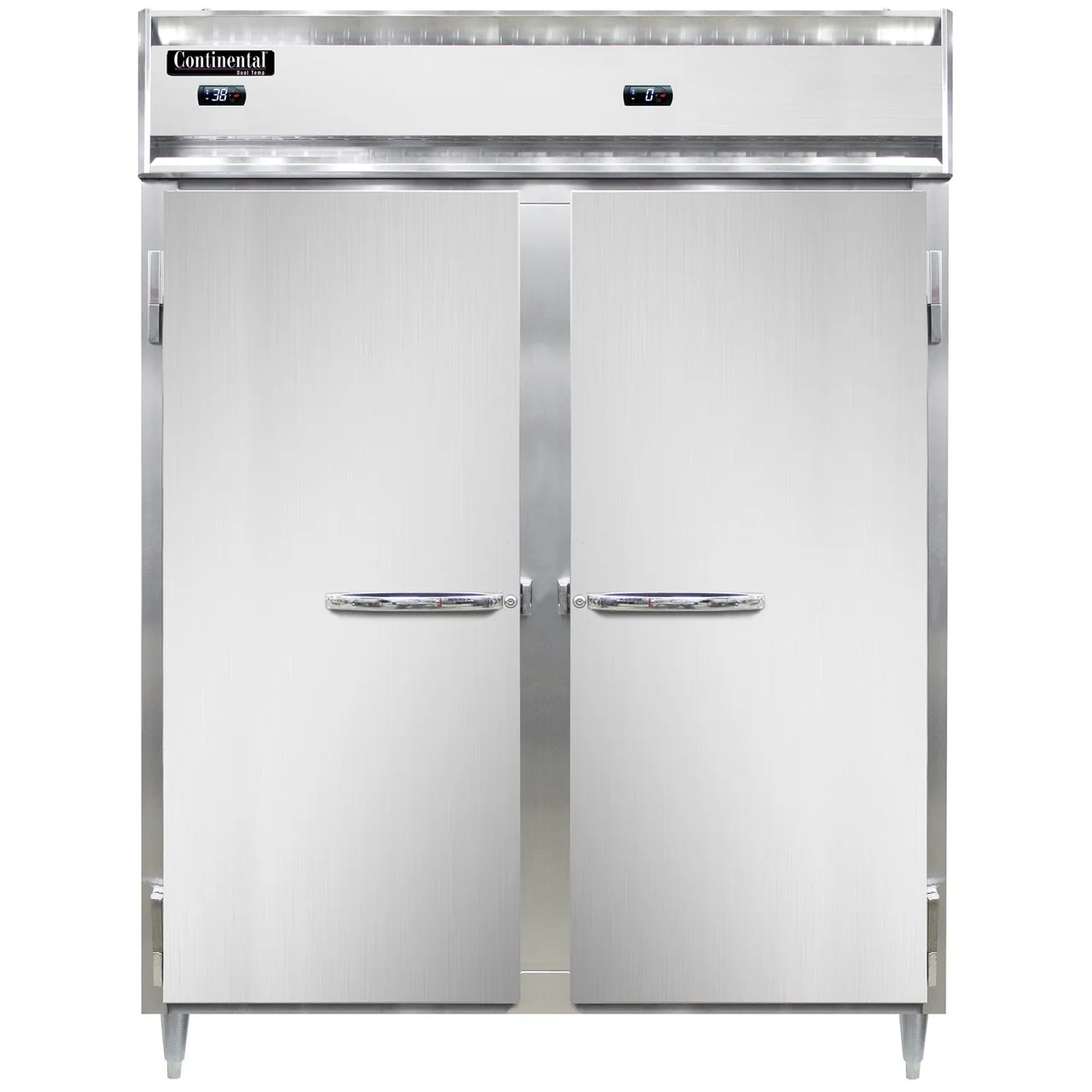 Continental Refrigerator D2RFENSS 57" 2-Section Reach-In Refrigerator Freezer Combo w/ 2 Solid Doors