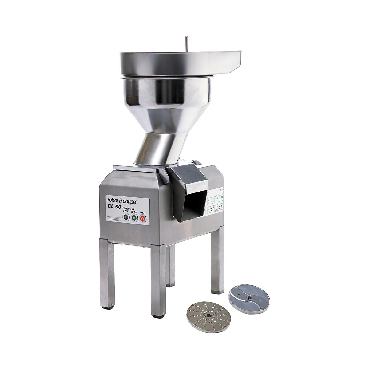 Robot Coupe CL60B Three-Phase, 3 hp Bulk Food Processor, 425 and 850 RPM, 2-Disc Stainless Steel, 3970 lbs/hr