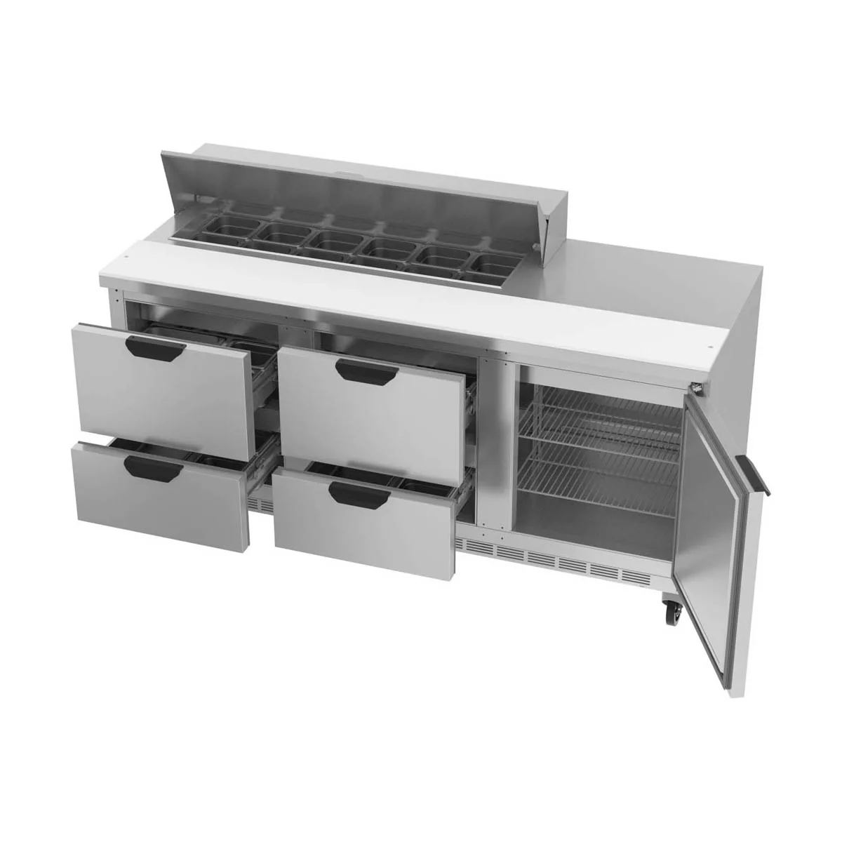 Beverage Air SPED72HC-12-4 72" Sandwich/Salad Prep Table w/ 4 Drawers & 1 Door, 12 Pans