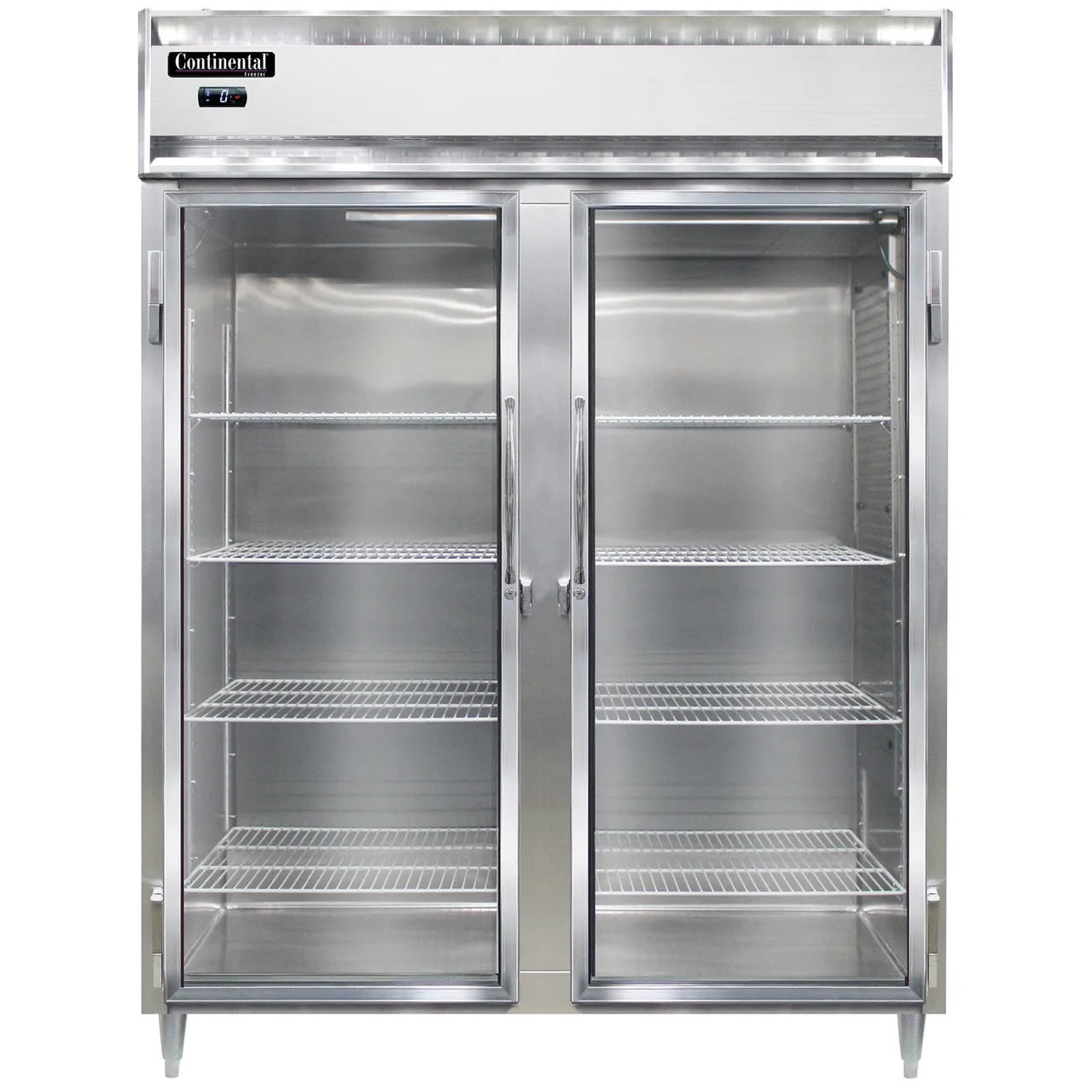 Continental Refrigerator D2FENSAGD 57" 2-Section Reach-In Freezer, 2-Glass Door, Top Mounted, 52 cu. ft., Stainless Steel