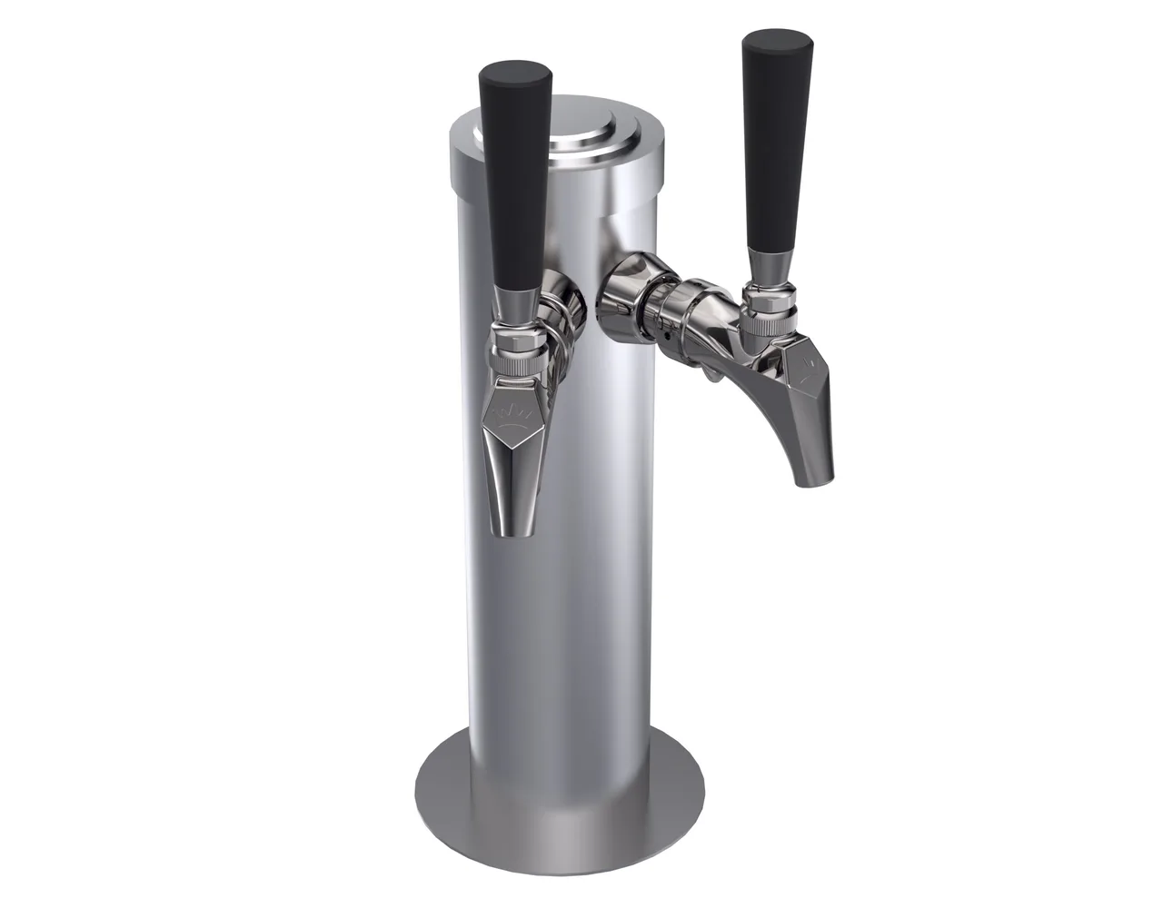 Krowne KSC-2S Double Faucet Column Tower, 12" High Draft Beer, Stainless Steel, Glycol, 1-3 Taps