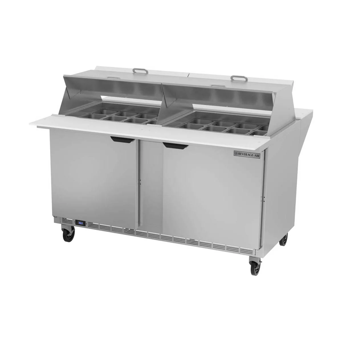 Beverage Air SPE60HC-24M-DS 60" Mega Top Sandwich / Salad Prep Table w/ 2 Doors, 24 Pans, 16 cu. ft.