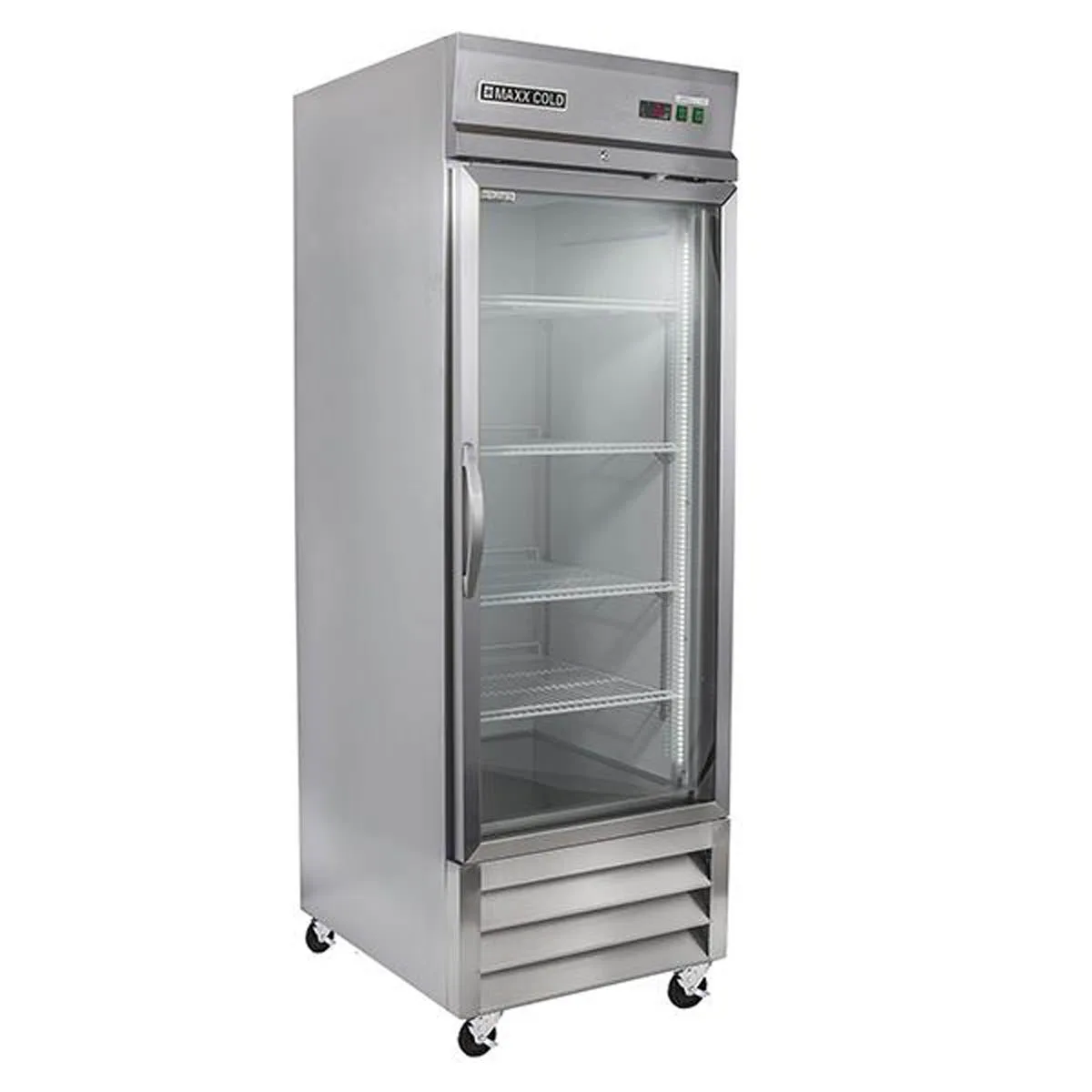 Maxx Cold MXCR-23GDHC 29" 1-Section Reach-In Refrigerator w/ Glass Door, Bottom Mounted, Stainless Steel, 23 cu. ft.