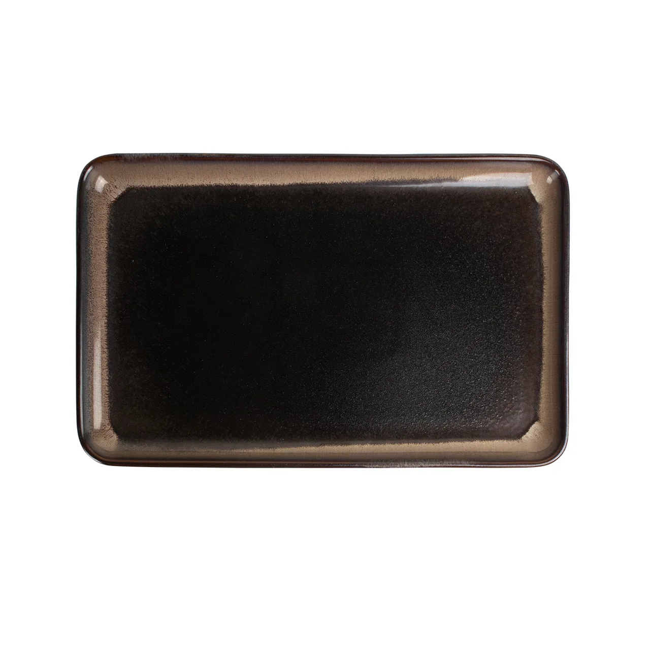 CACChina VEN-RT13 Venus Platter, 12-1/4" Rectangular, Midnight Black/Desert Beige, 10" - Dozen
