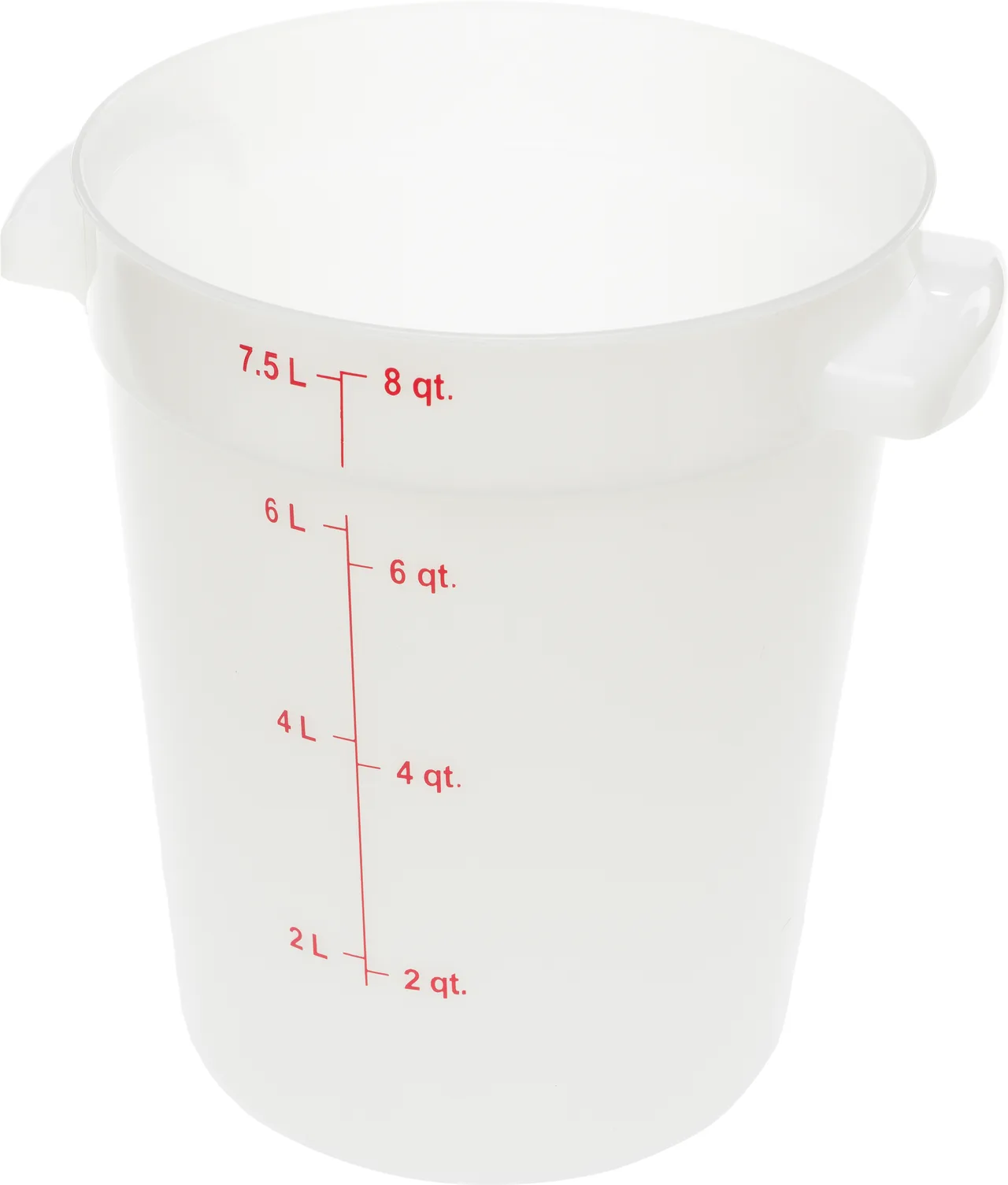 Carlisle 1097602 - 8-Qt White Polycarbonate Round Food Storage Container, NSF, Handles, USA