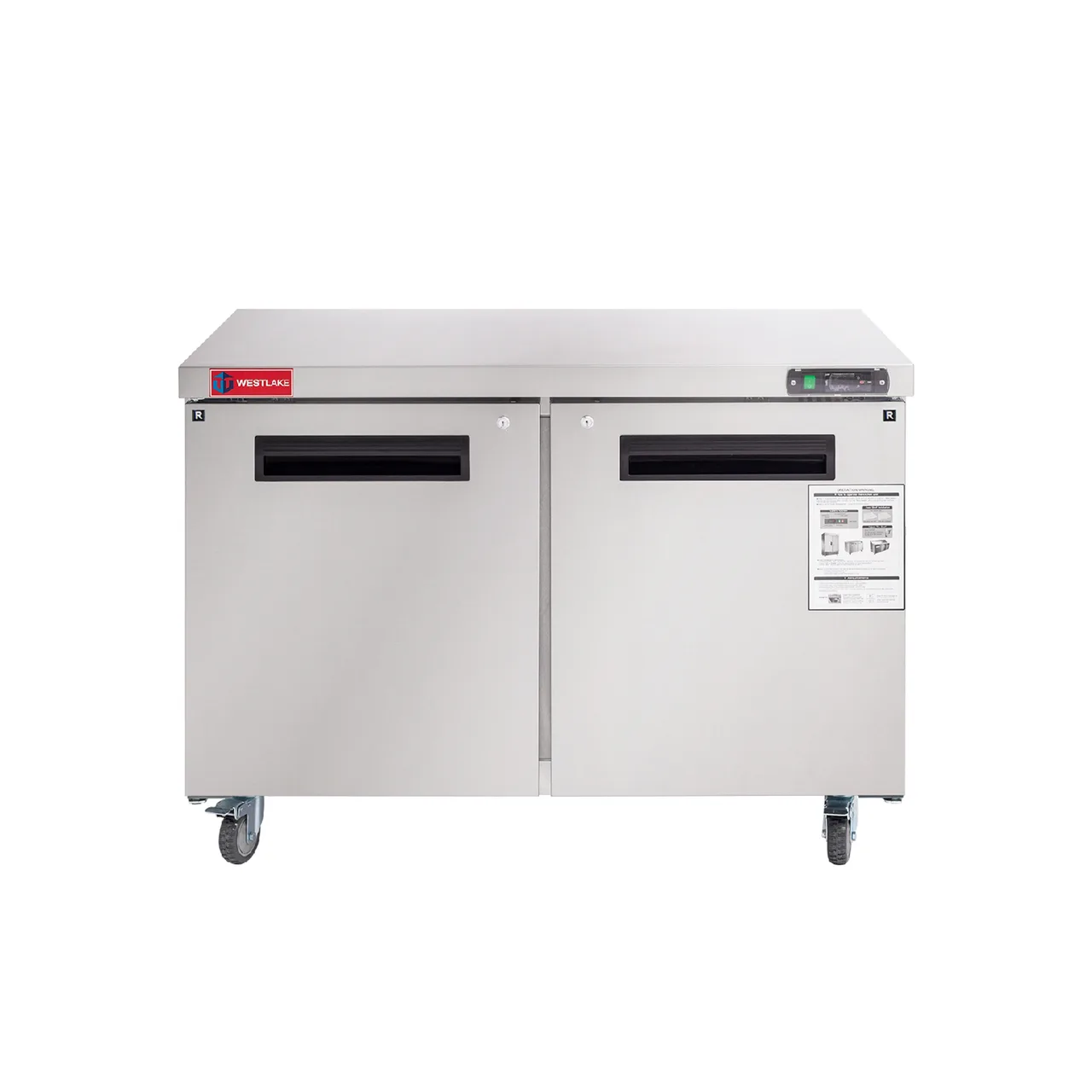 Westlake WKTR-48B 48" 2-Door Commercial Refrigerator Worktop, 12 cu. ft. Stainless Steel