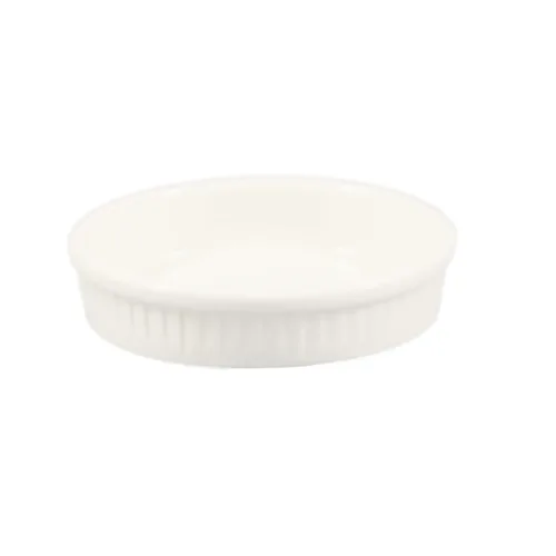 CAC China SF-R5 Souffle Dish, 8 oz (5¼" Dia x 1⅛" H) Round Stoneware, White, Dishwasher Safe - 1 Dozen