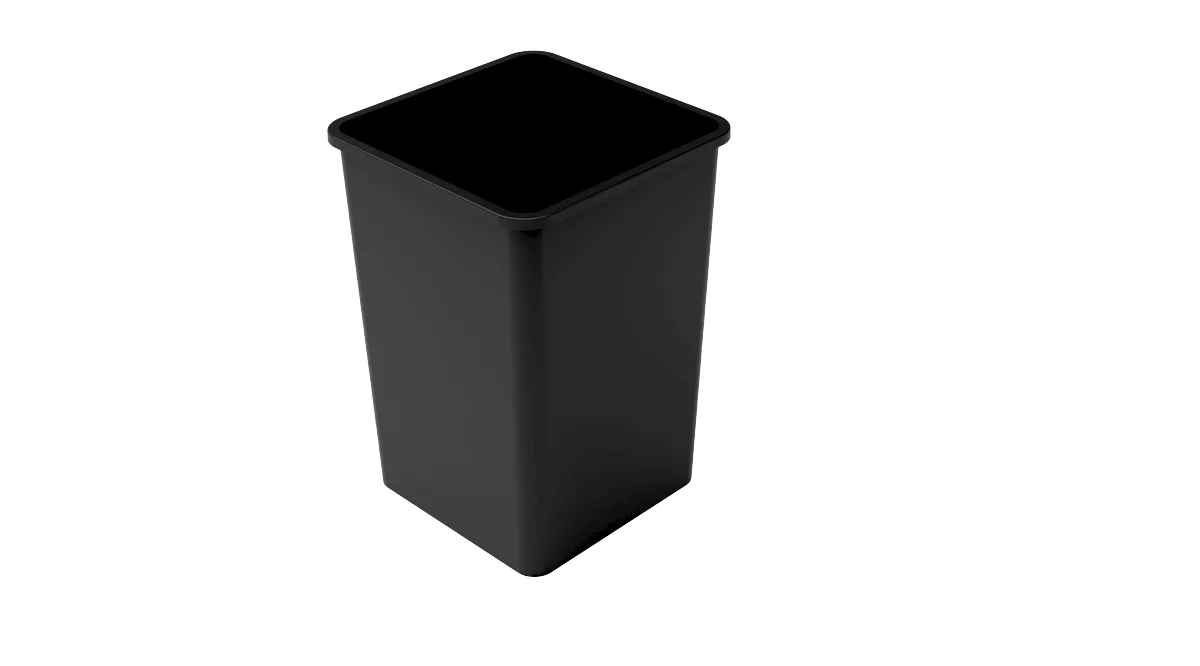 Omcan USA 81195 Square Plastic Trash Can, 35‑Gallon (130 L) Black, 19.5" × 19.5" × 27.7" H – 1/Each