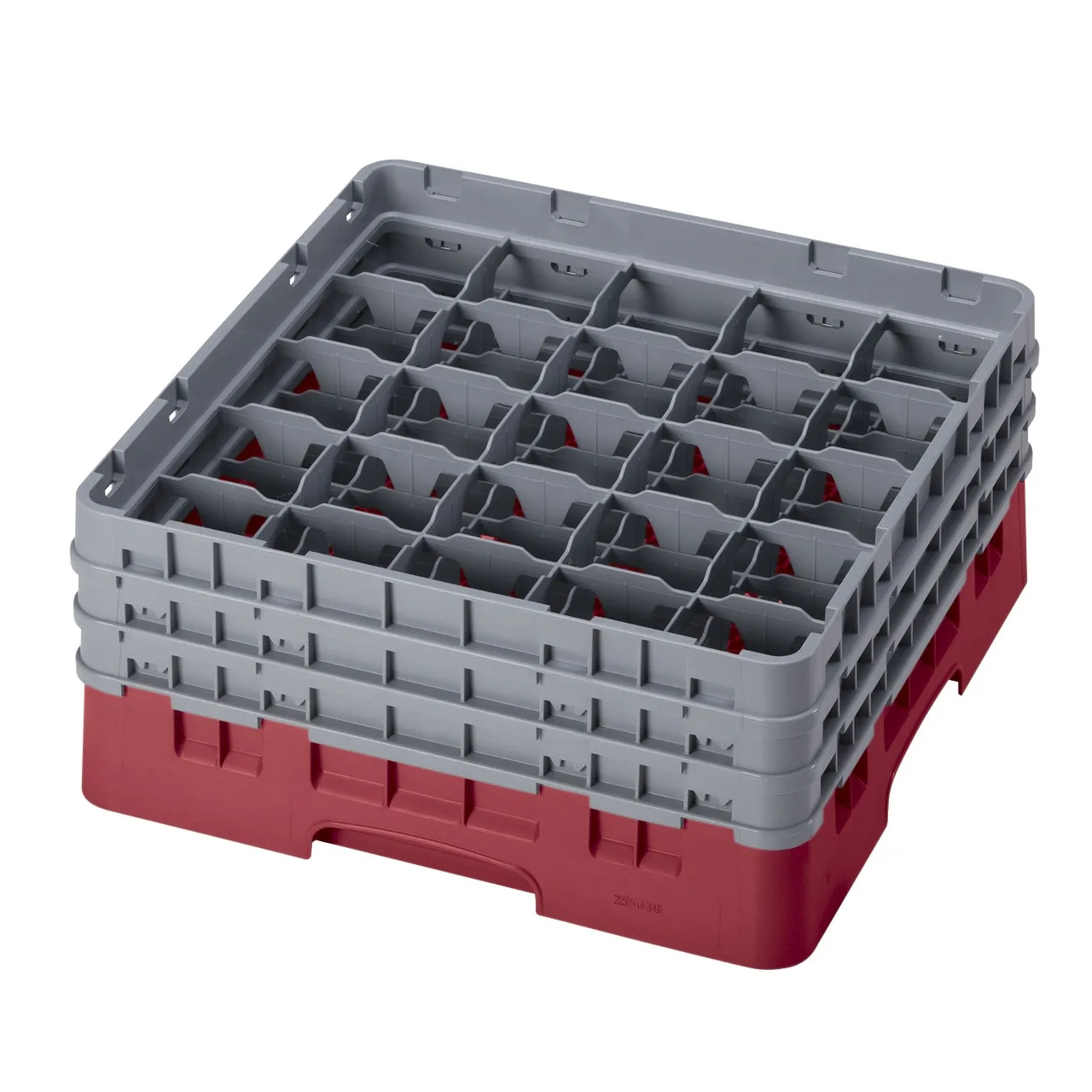 Cambro 25S638416 Camrack Glass Rack, Full Size, 19-3/4 x 19-3/4, 25 Compartments, Cranberry Red, HACCP Compliant