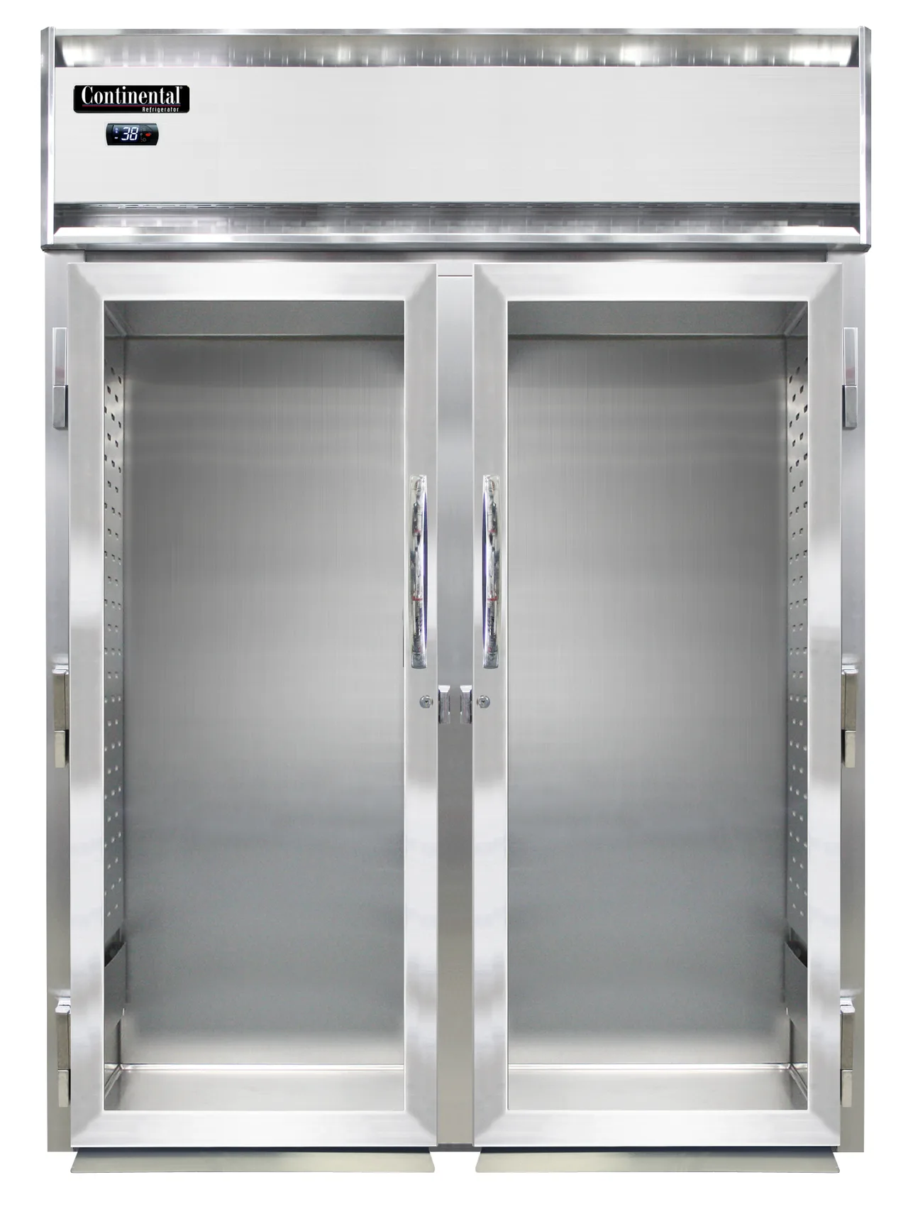Continental Refrigerator D2RINRT-GD-SD 68" 2-Glass & Solid Door Roll-Thru Refrigerator, 64 cu. ft., Top Mounted