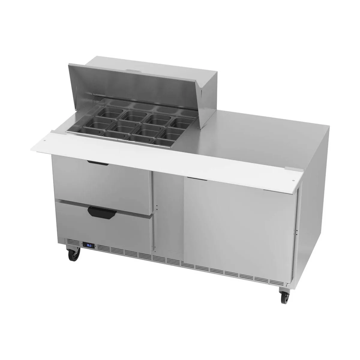 Beverage Air SPED60HC-12M-2 60" Mega Top Sandwich/Salad Prep Table w/ 2 Drawers & 1 Door, 12 Pans