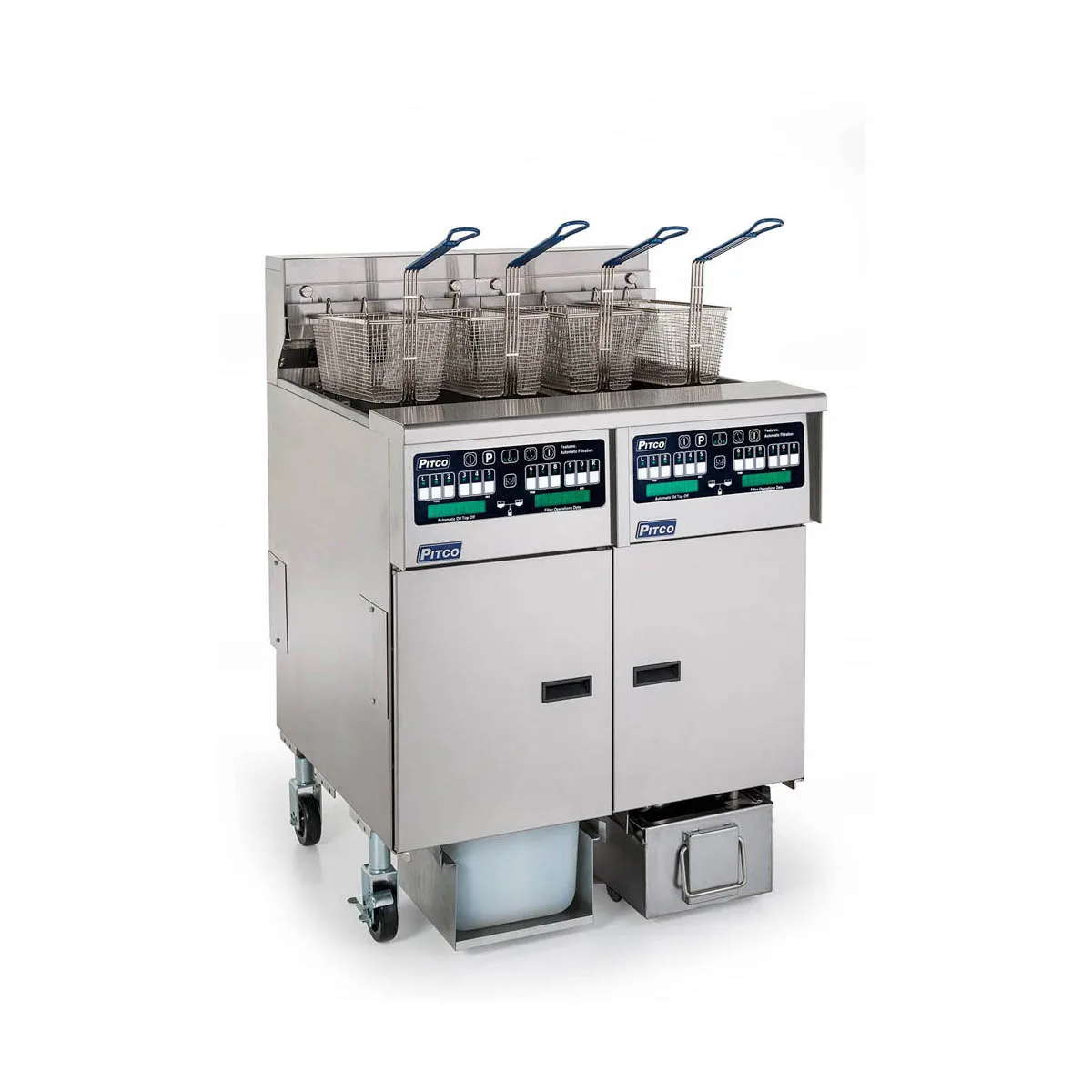 Pitco SELV14C/14T-2/FD Multiple Battery Electric Floor Fryer w/ (1) 30-Lb. & (4) 15-Lb. Vats