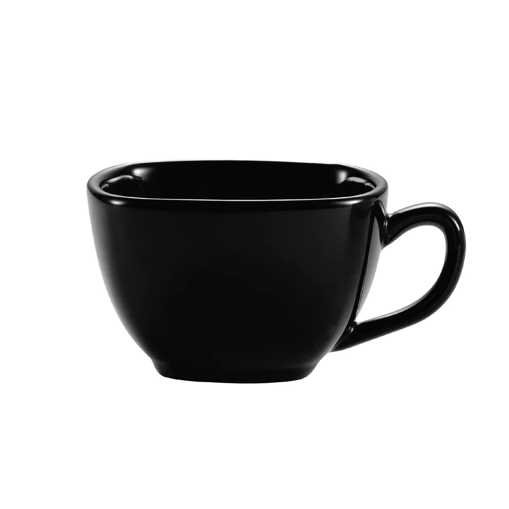 CAC China KC-1-BLK - Arts Coffee Cup 8 oz (0.25qt) Square 3.75"x3.75"x2.5" Black Ceramic Safe - 1 Dozen