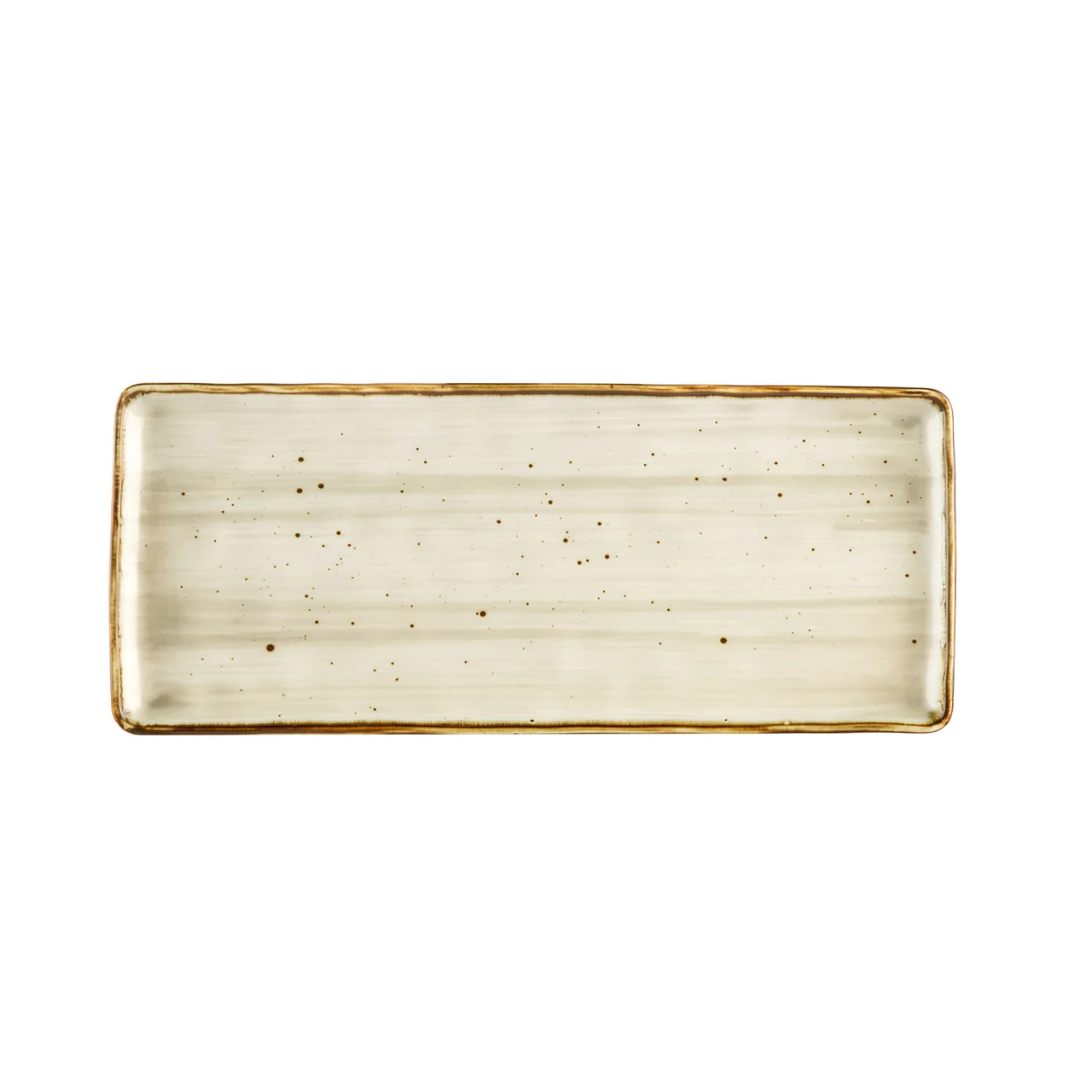 CAC China TUS-RT41-BGE Tucson Platter 14"L x 6"W x 1/2"H Porcelain Desert Beige Curved Edge- Dozen