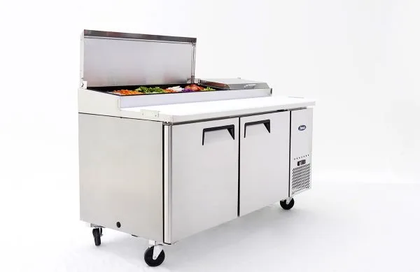 Atosa USA MPF8202GR 67" Two Section Refrigerated Pizza Prep Table, 18.5 cu. ft.