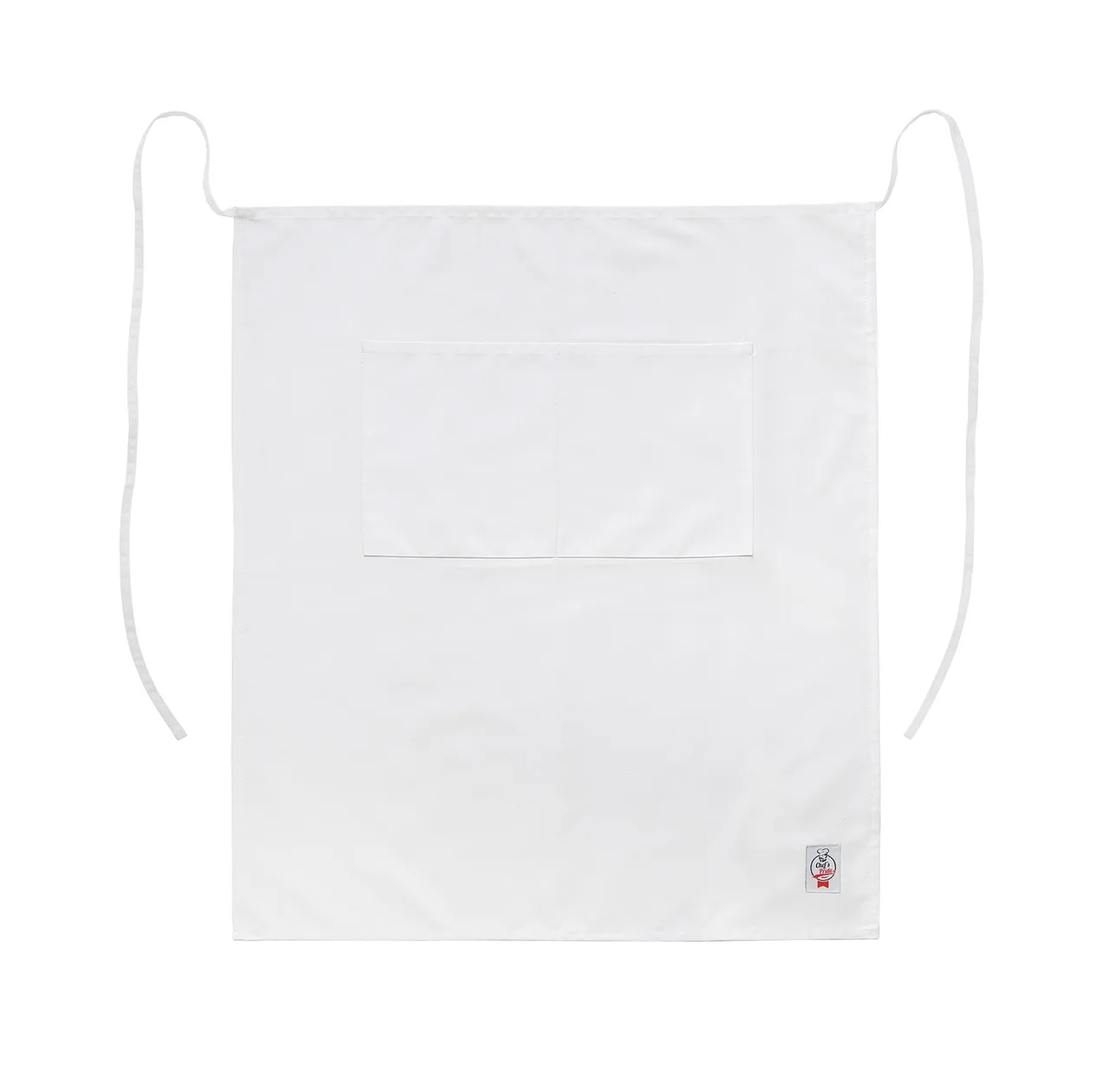 CAC China APBS-1W Apron, 28-1/2"W x 31"L, Waist Ties, 2 Patch Pockets, White, 65/35 Poly/Cotton