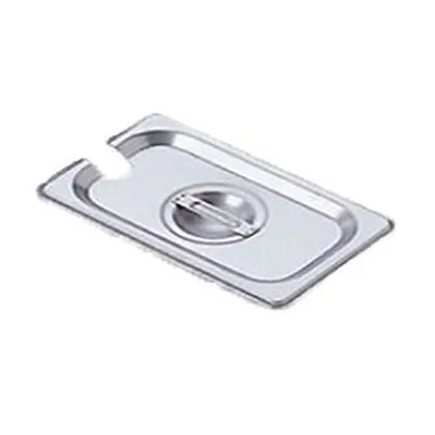 Omcan USA 80285 Stainless Steel 1/9‑Size Slotted Steam Table Pan Cover with Handle, NSF