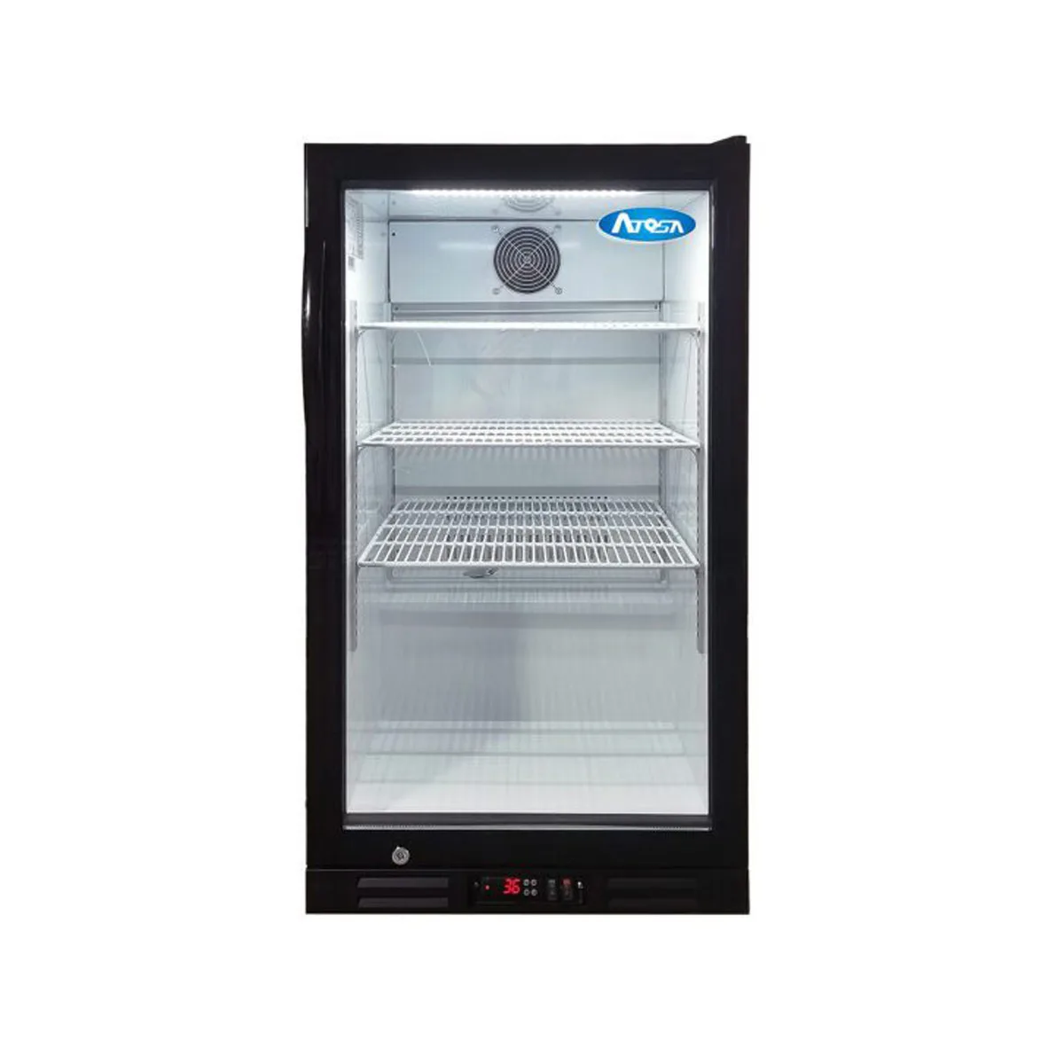 Atosa USA CTD-7T - 38" Countertop Glass Door Refrigerator, 7 cu ft, Black/White, LED, R600a, 115V