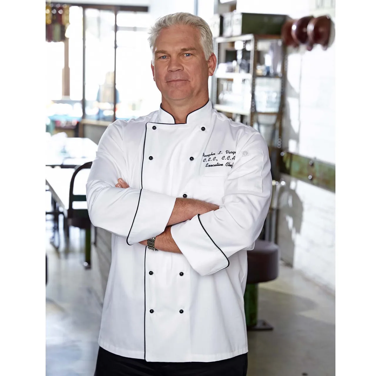 Chef Works MICC-WHT-5XL Newport Chef Coat, Double‑Breasted 5XL White Poly/Cotton, Long Sleeves