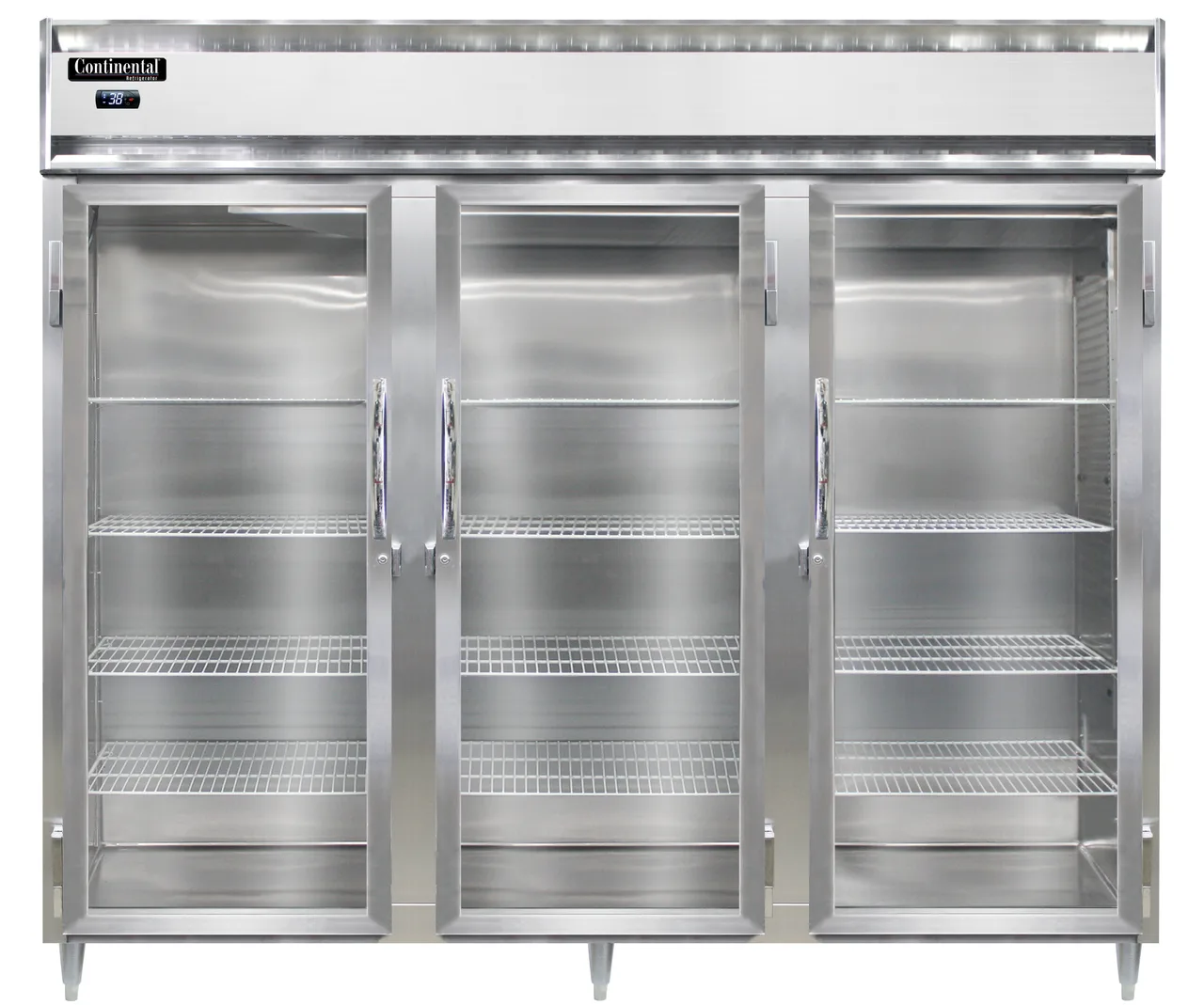 Continental Refrigerator D3RENSSPT-GD-SD 85-1/5" 3-Section Pass-Thru Refrigerator, 75 cu. ft.