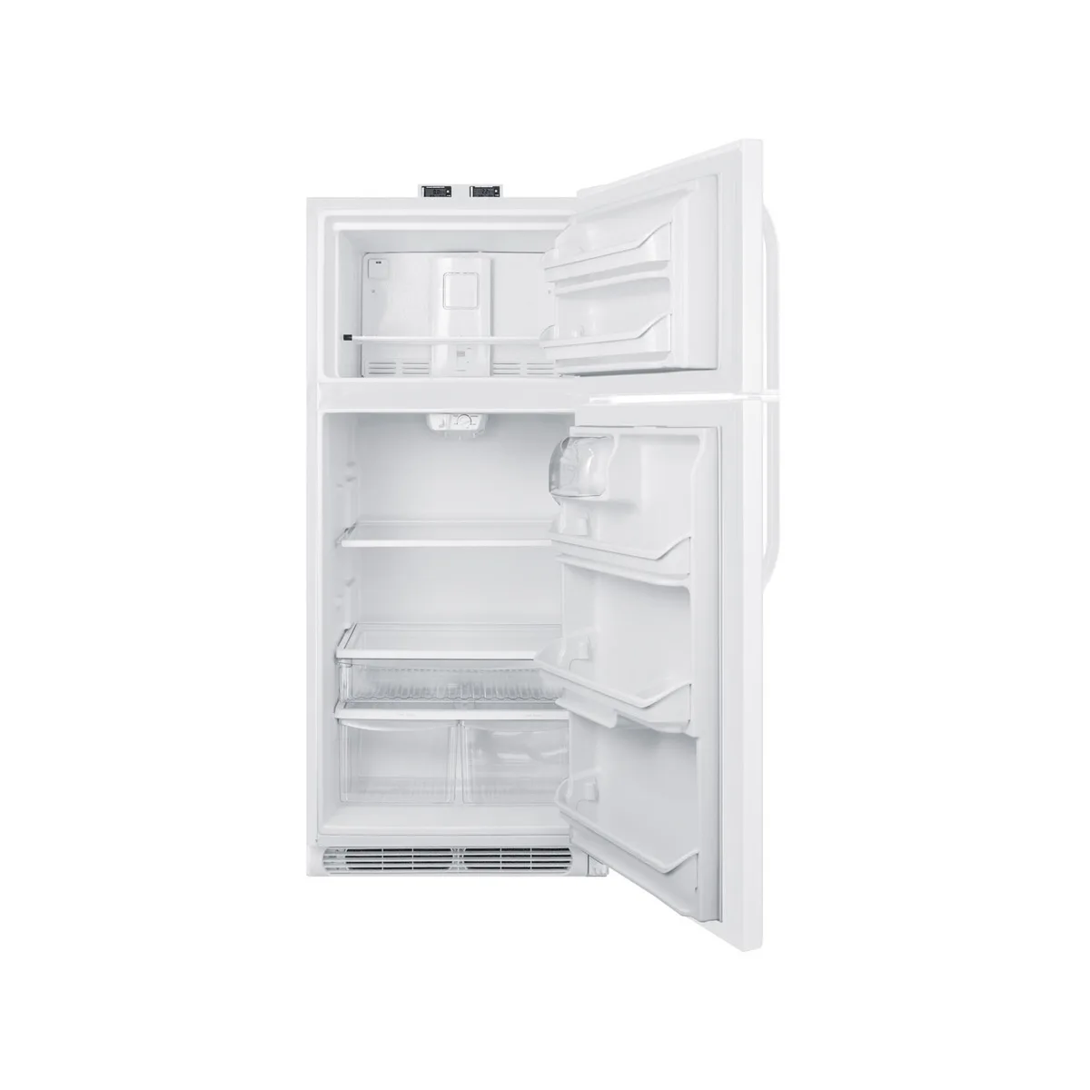 Summit BKRF21W 30" Break Room Refrigerator-Freezer in White, Reversible Door, 21 cu. ft.