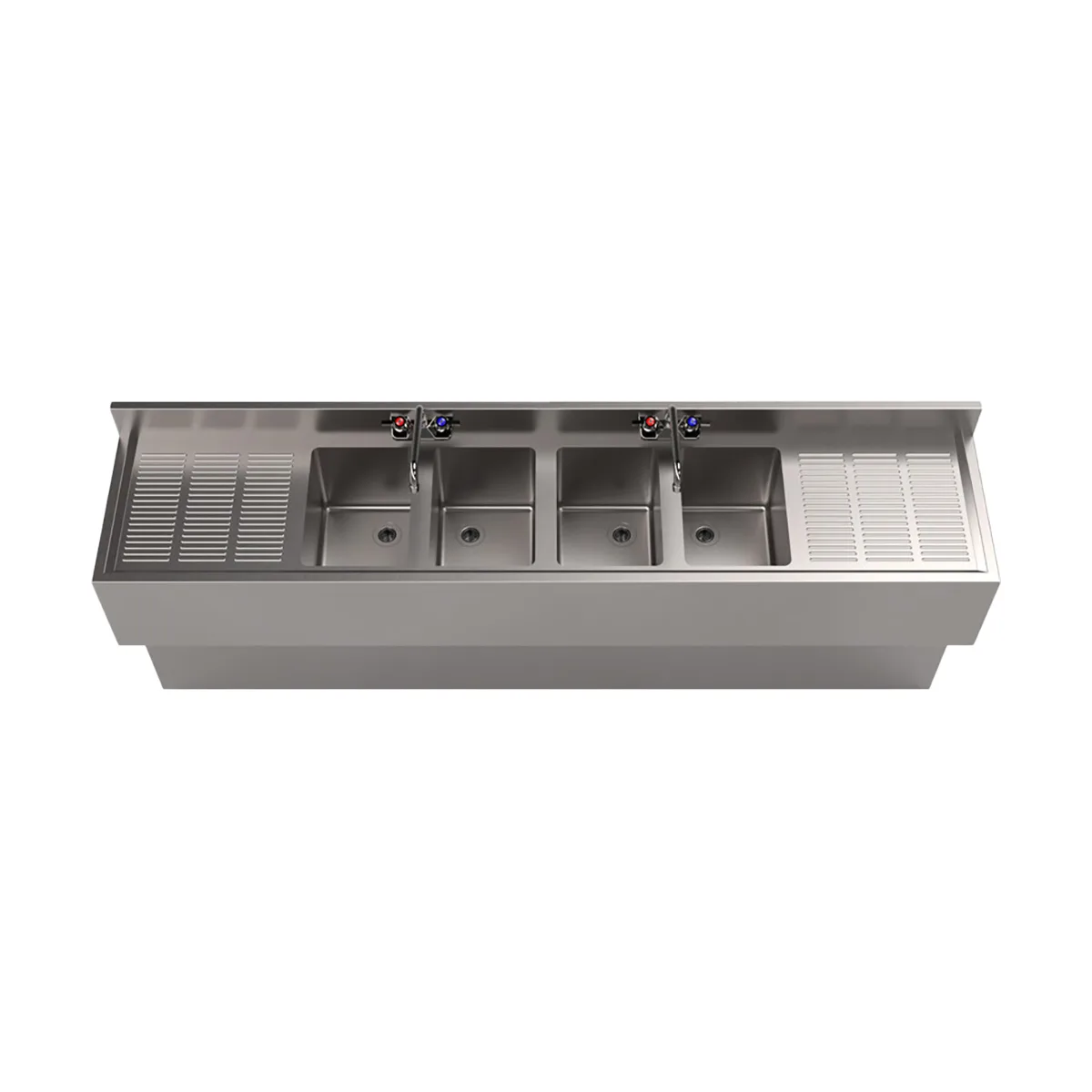 BK Resources UBB-18-484TS Underbar Sink Units, 4 Compartment with 2 Drainboards