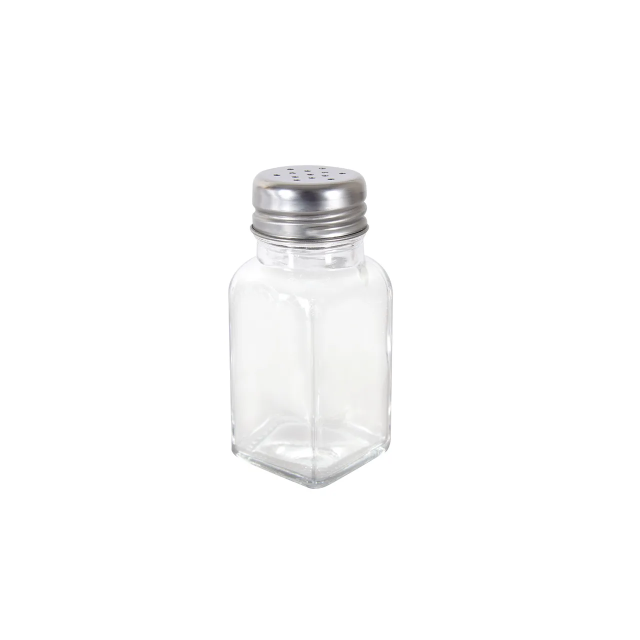 CAC China G6SQ-2M Square Salt Pepper Shaker, 2 oz Glass Jar with Stainless Steel Top - 1 Dozen
