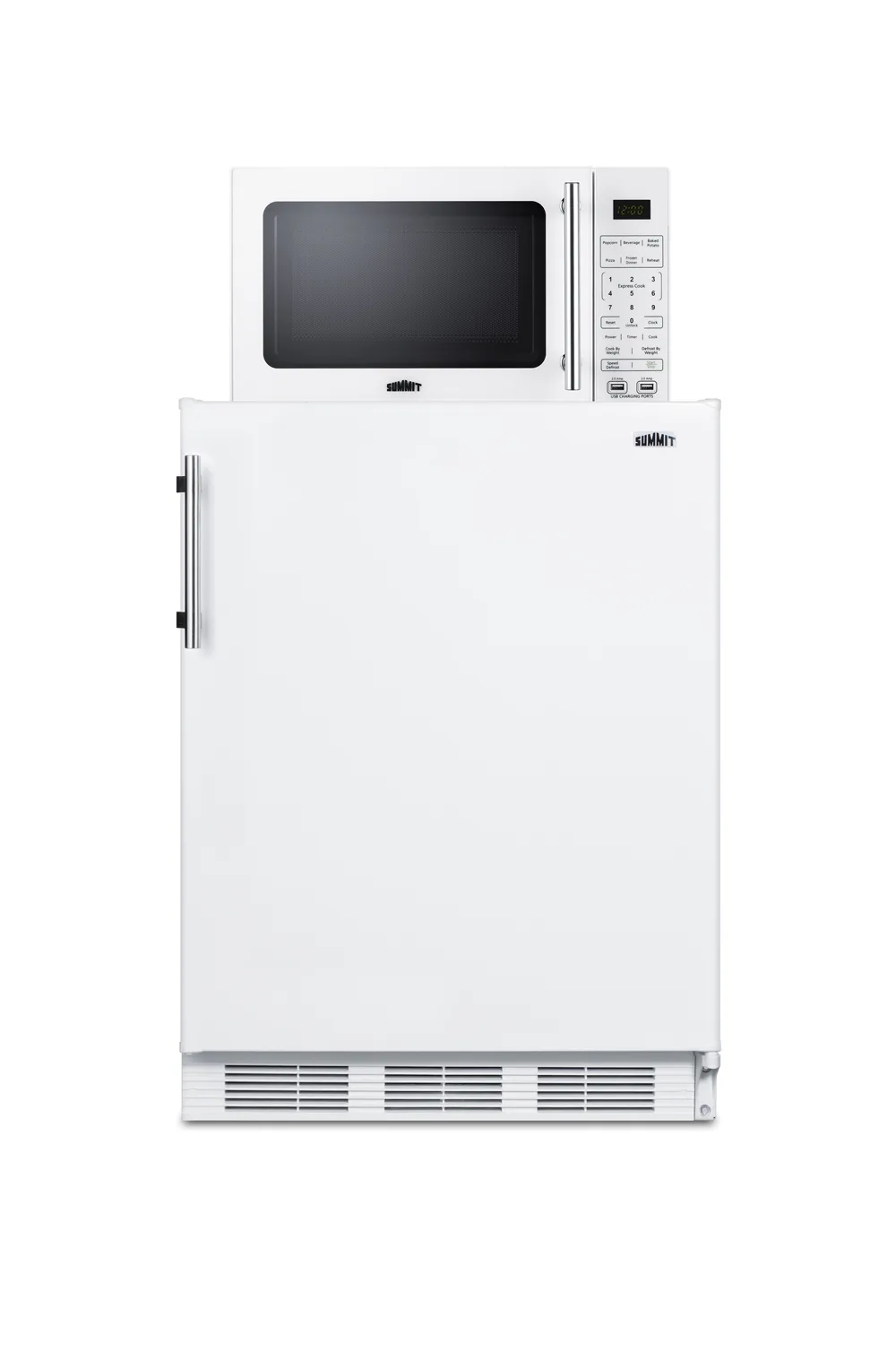 Summit MRF661WA 24" Wide 5.04 Cu Ft STAR Fridge‑Microwave Combo With Allocator Door USB Eco Mode