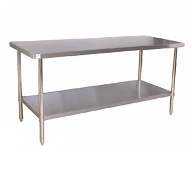 Klinger's Trading AST1836 36" Open Base Work Table w/ Undershelf - Without Backsplash - 18 Gauge Top