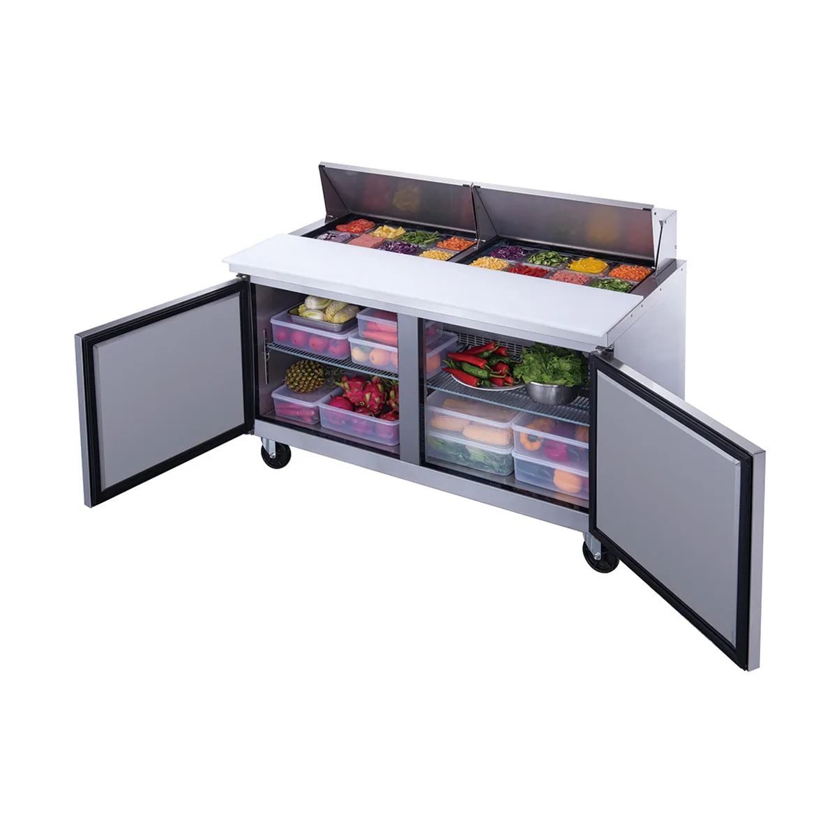 Dukers Appliance Co DSP60-16-S2 60" Sandwich/Salad Prep Table w/ 2 Doors, 16 Pans