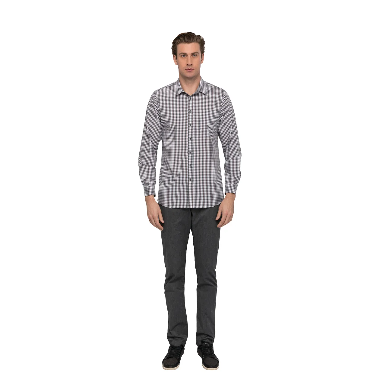 Chef Works SHC05-CHO-2XL Men's Gingham Cook Shirt, 2XL, Chocolate, Poly/Cotton