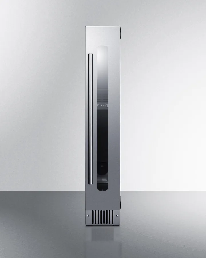 Summit SWC008SS Wine Cellar Cabinet – 6" Wide, 7-Bottle Capacity, Stainless Steel, Quiet 34 dB