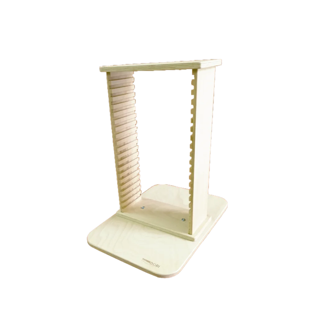 Omcan USA 81229 - 20-Slot Beech Plywood Display Riser, 10.8" x 15.6" x 16.9"H, 5 Tier, Natural
