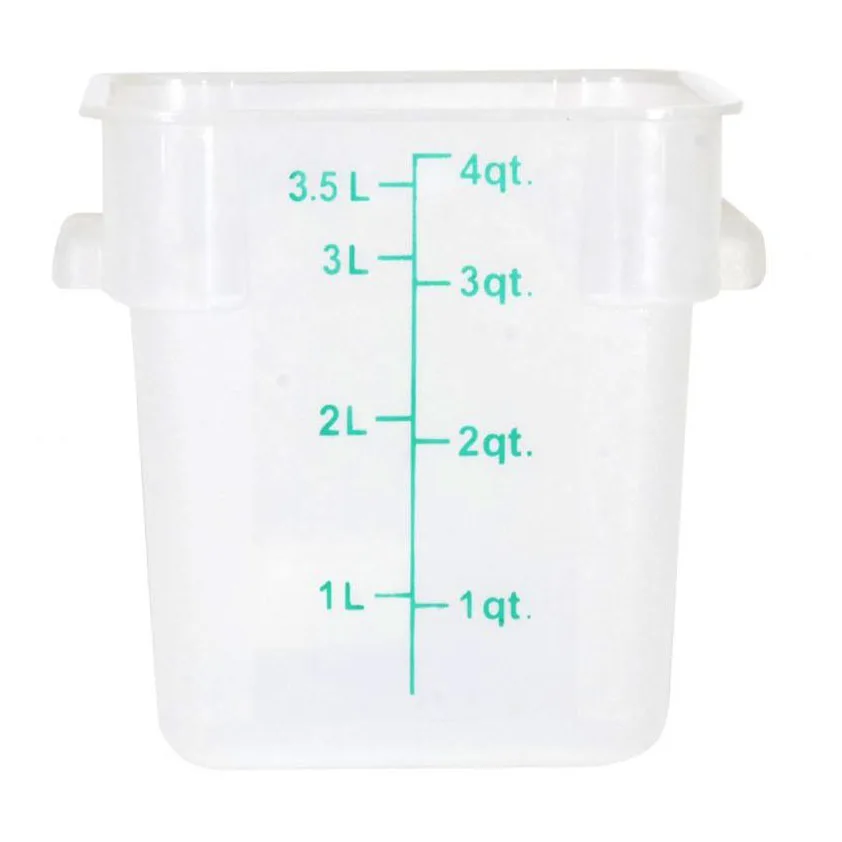 Omcan USA 80225 4-Qt Square Storage Container, Translucent Polypropylene, 3-6 Qt