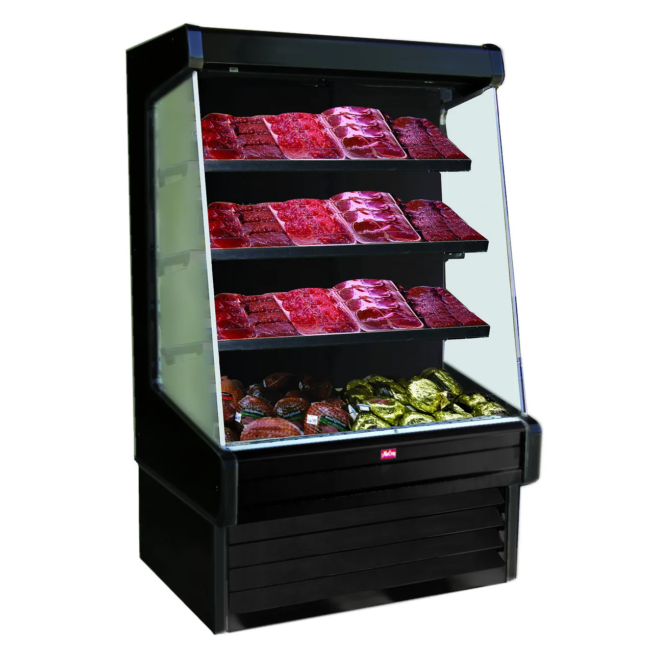 Howard-McCray R-OM30E-6-B-LED 75" Vertical Meat Open Air Merhandiser in Black, Remote