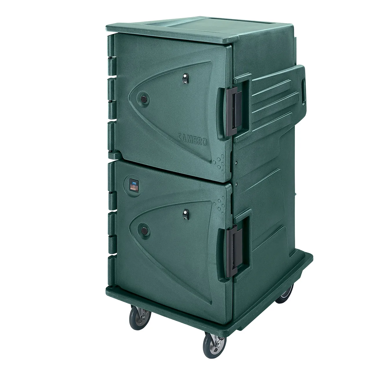 Cambro CMBH1826TBF192 Camtherm Hot Cart, 30.5"W×39"D, Double Door, Granite Green, 110V 1587W
