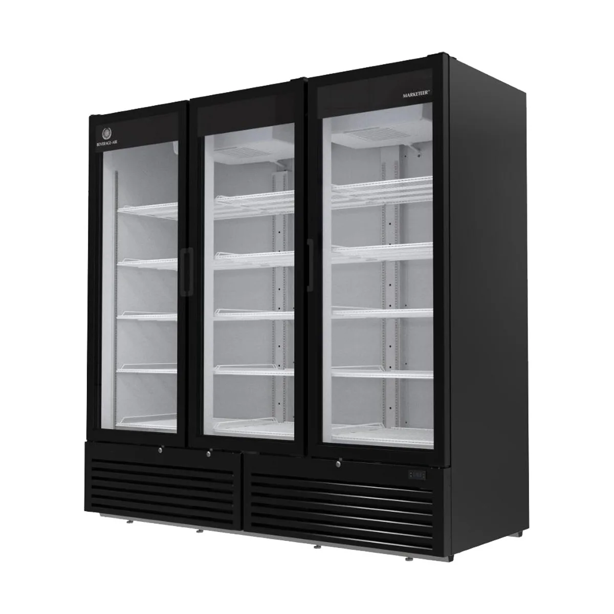 Beverage Air MT72-1B 78" 3-Section Marketeer Glass Door Merchandiser in Black, 66.3 cu. ft.